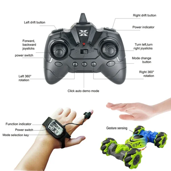 4WD RC Car Toy 2.4G Radio Remote Control Cars RC Watch Gesture Sensor Rotation Twist Stunt Drift Vehicle Toy for CHildren Kids - Image 4