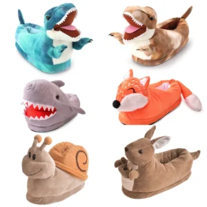 Tyrannosaurus Rex Plush Slippers For Men And Women Winter Cartoon Animals Indoor Cotton Shoes Home Warm Slippers Floor Shoes