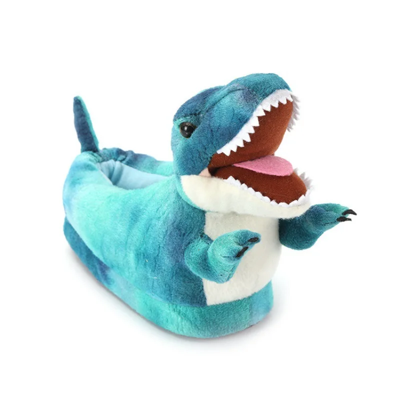 Tyrannosaurus Rex Plush Slippers For Men And Women Winter Cartoon Animals Indoor Cotton Shoes Home Warm Slippers Floor Shoes - 图片 2
